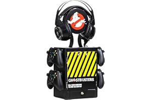 Numskull Official Ghostbusters Gaming Accessory Locker & Storage Stand – Holds 10 Games/DVDs, 4 Controllers, Headset, and Accessories – Durable & Compact Organizer – Official Ghostbusters Merchandise