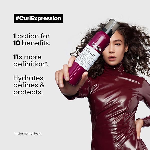 L’ORÉAL PROFESSIONNEL PARIS CURL EXPRESSION 10-IN-1 MOUSSE – MULTI-BENEFITS FOR CURLY AND COILY HAIR – DEFINES AND STRENGTHENS CURLS WITH HEAT PROTECTION, SILICONE, PARABEN AND ALCOHOL-FREE