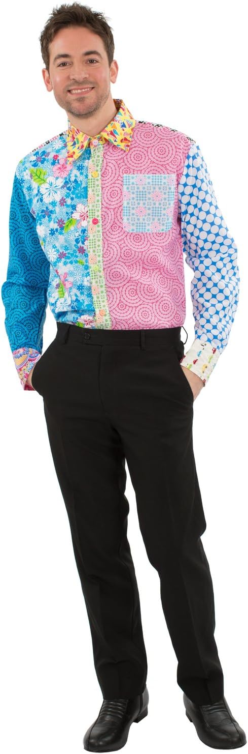 Mens Gnat Fun Patterned Foul Stag Night Funny Fancy Dress Shirt Large