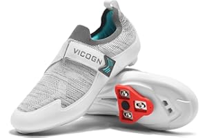 Vicogn Mens Womens Indoor Cycling Shoes Compatible with Peloton Bike Pre-Installed with Look Delta Cleats Clip in Outdoor Road Bike Shoes