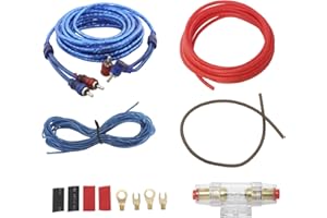 YAECCC Car Power Amplifier Installation Kit 8/10 Gauge Automobiles Speaker Woofer Sub Woofer Cables Audio Wire Wiring Line with Fuse Suits