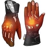 KEMIMOTO 2025 Version Heated Motorcycle Gloves for Men and Women Dual-Zone Control with Hard Protective Shields, 7.4V 3000mAh Rechargeable Battery, Waterproof, Touchscreen