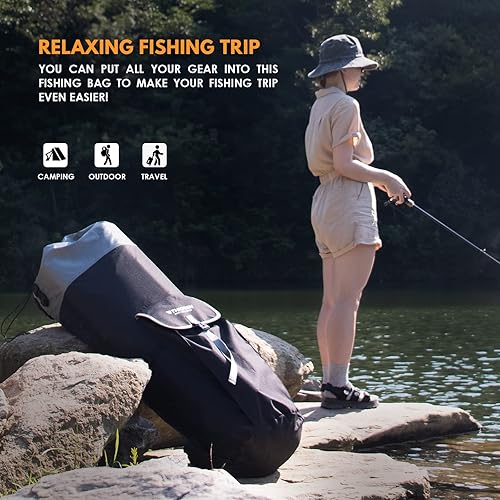 THKFISH Fishing Rod Bag Oxford Cloth Fishing Pole Travel Case for Rods  with Reels and Equipment