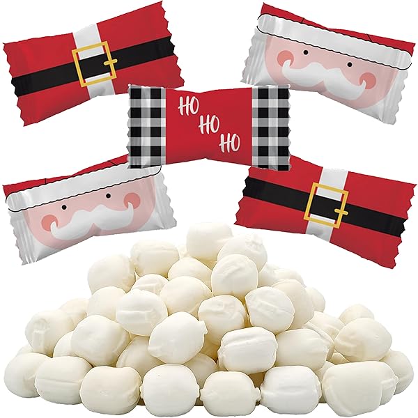 THE DREIDEL COMPANY SANTA BUTTERMINTS BUTTERMINTS, MINT CANDIES, AFTER DINNER MINTS, BUTTER MINT CANDY, FAT-FREE, INDIVIDUALLY WRAPPED, 55 PIECES