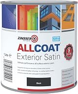 Zinsser All Coat Exterior Satin Paint Black 1 Litre Multi-Surface Primer