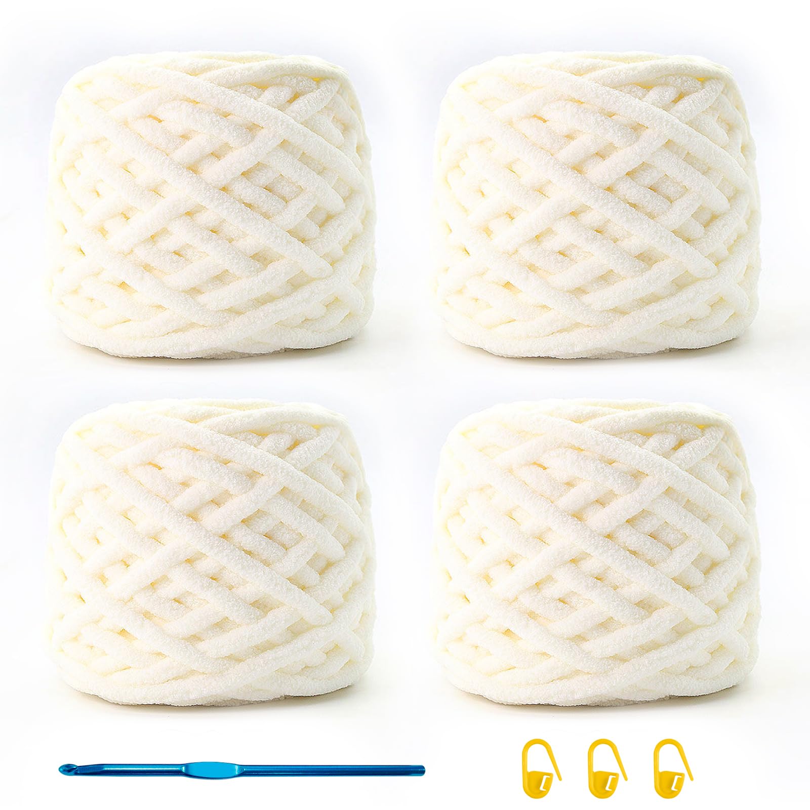 TOKIISHE Knitting Wool Yarn 4 x 100g Multi-Colored Knitting Yarn for Crochet, Soft Chunky Yarn Crochet Thread Kit for Making Plush Balls Bags Hats Blankets Sweaters Scarves Shoes Pet Clothes Gloves