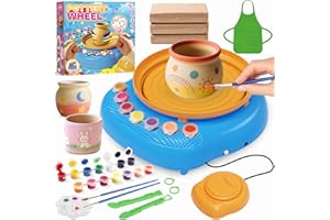 TingingYuli Pottery Wheel for Kids,Complete Pottery Kit and Tools for Beginners,Arts and Crafts Toys for Kids Ages 8-12,Art Supplies Birthday Gifts for Boy Girl Age 6 7 8 9 10 11 12 (Yellow/Blue)