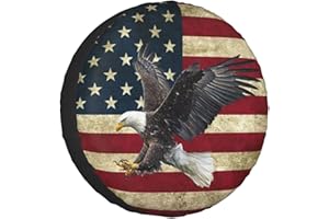 BMPUDERY Spare Tire Cover Bald Eagle American Flag Tire Covers Protector Wheel Tire Covers Weather-Proof for Trailer RV SUV Truck Camper Travel Trailer Accessories Polyester (Bald Eagle, 15inch)