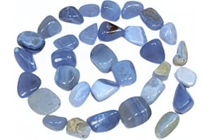 JET INTERNATIONAL Wow Blue Lace Agate Tumbled Stone 100 Grams Approx. 0.75" to 1"inch Genuine w/Velvet Pouch Image is JUST A Reference