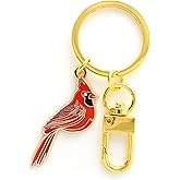 HAPPILY PLANTS Red Cardinal Keychain and Bag Charm – Nature-Inspired Accessory, Perfect Bird Lover Gift