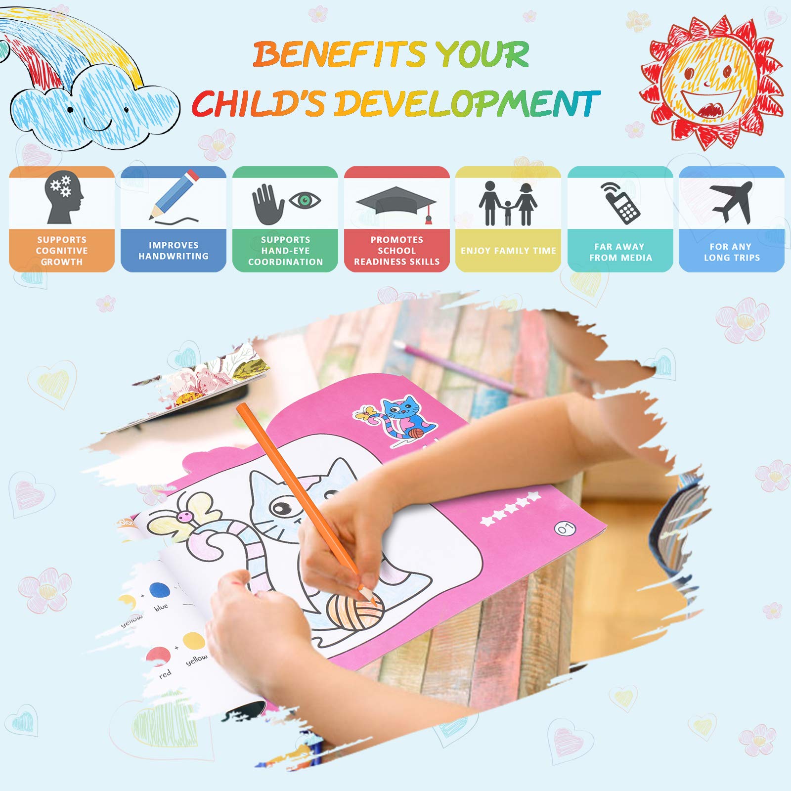 L\'émouchet Travel Activity Kit, Laptop Style Desk with Writing and Drawing Accessories, Large 92 Kids Stencil Sets,Ideal Educational Toy and Creativity Kit,The Perfect Kids Gift for Any Occasion