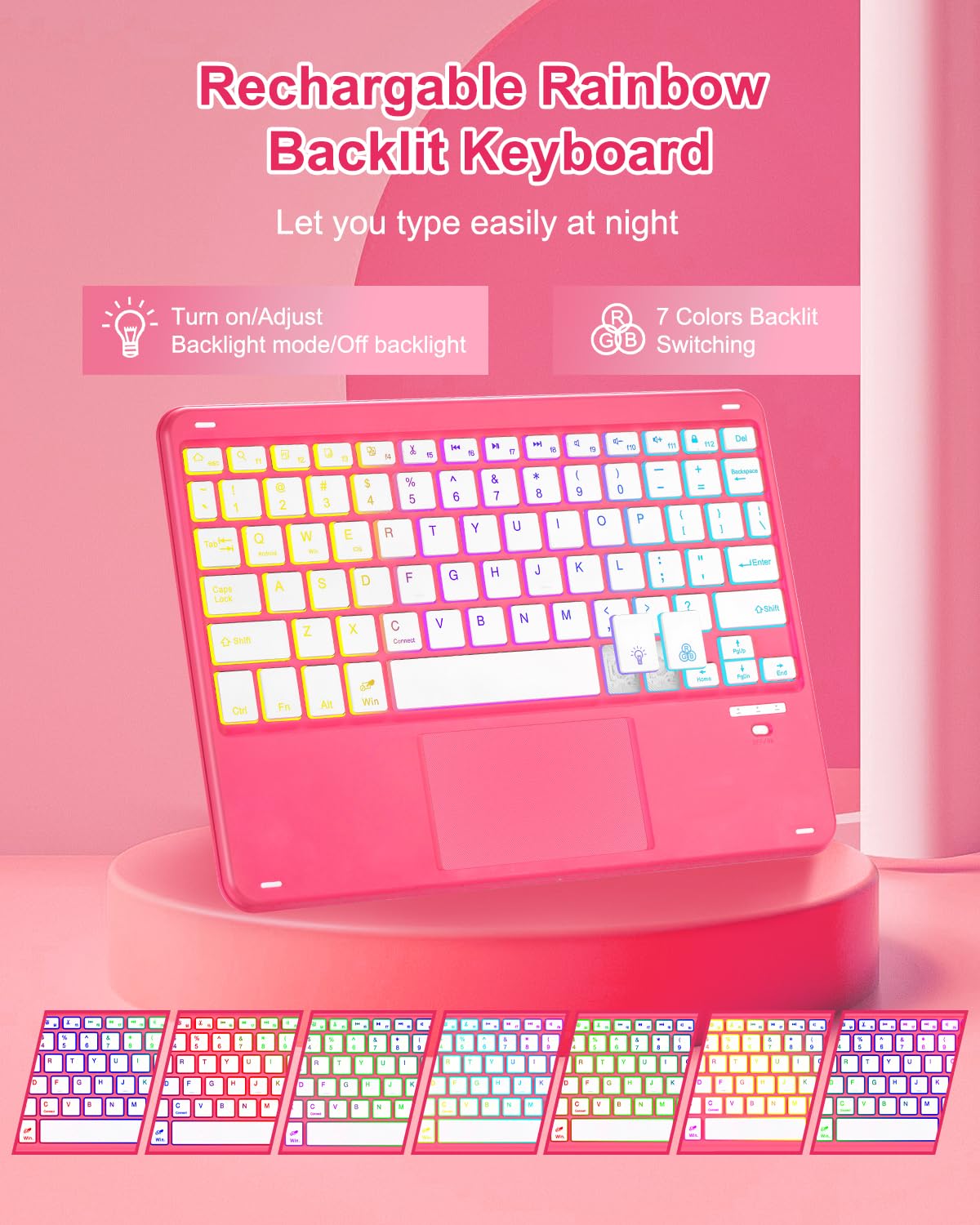MePadKey Touchpad Keyboard Case for iPad (A16) 11th 10th Generation, 360 Rotation Cover with Pencil Holder Wireless Backlit Detachable Keypad for iPad 11 inch 2025/10 Gen 10.9