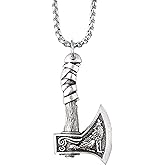 HAQUIL Viking Necklace for Men, Stainless Steel Mjolnir Pendant, Wolf Head King Chain, Viking Jewelry Gift for Men