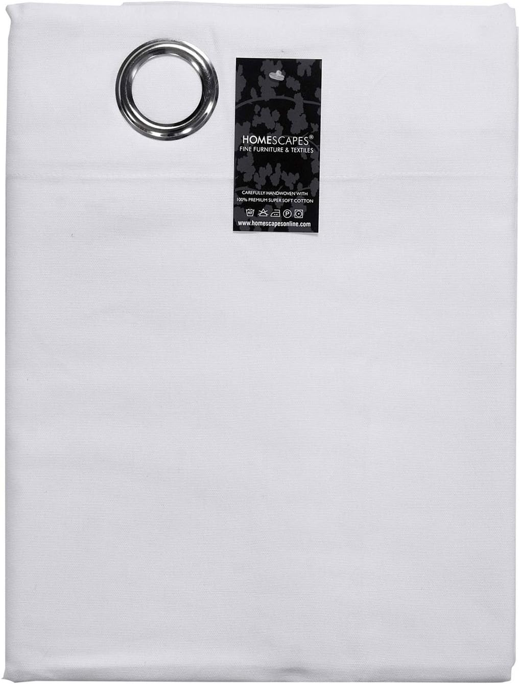 HOMESCAPES Off White Eyelet Curtain Pair 117cm (46") Wide x 137cm (54") Drop Plain Heavy Unlined Curtains - Image 5
