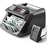 Deli Money Counter Machine, Portable Bill Counter with UV/MG/IR Counterfeit Detection, Professional Cash Counter, 2 LCD Displ