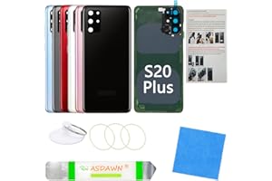 ASDAWN Galaxy S20+ Rear Back Glass Cover Replacement with Pre-Installed Camera Lens + All The Adhesive + Tools for Samsung Galaxy S20 Plus 5G SM-G985 SM-G986 All Carriers (Cosmic Black)