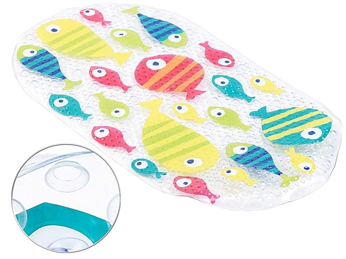 BadeStern Badewannenmatte: Rutschfeste Badewannen-Matte mit Fisch-Motiv, 69 x 38 cm (Antirutschmatte Badewanne)