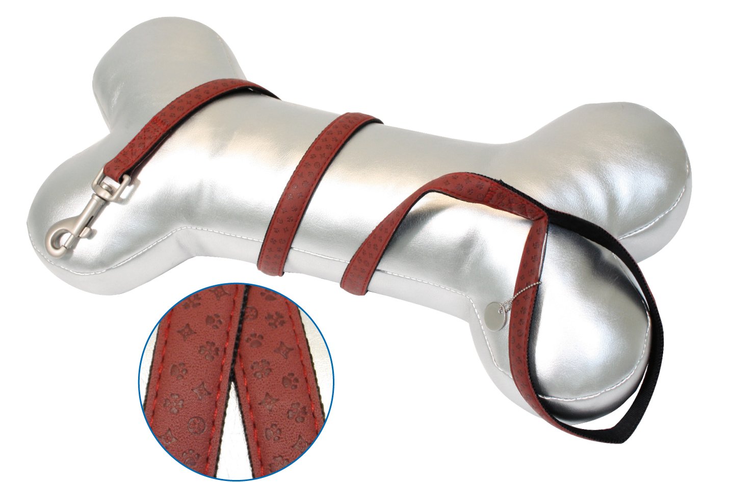 Croci My Lord Leatherette Lead Leash, 120 mm x 25 mm, Bordeaux — image 1