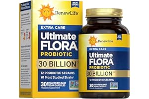 Renew Life Extra Care Digestive Probiotic Capsules, Daily Supplement Supports Immune, Digestive and Respiratory Health, L. Rhamnosus GG, Dairy, Soy and gluten-free, 30 Billion CFU, 30 Count