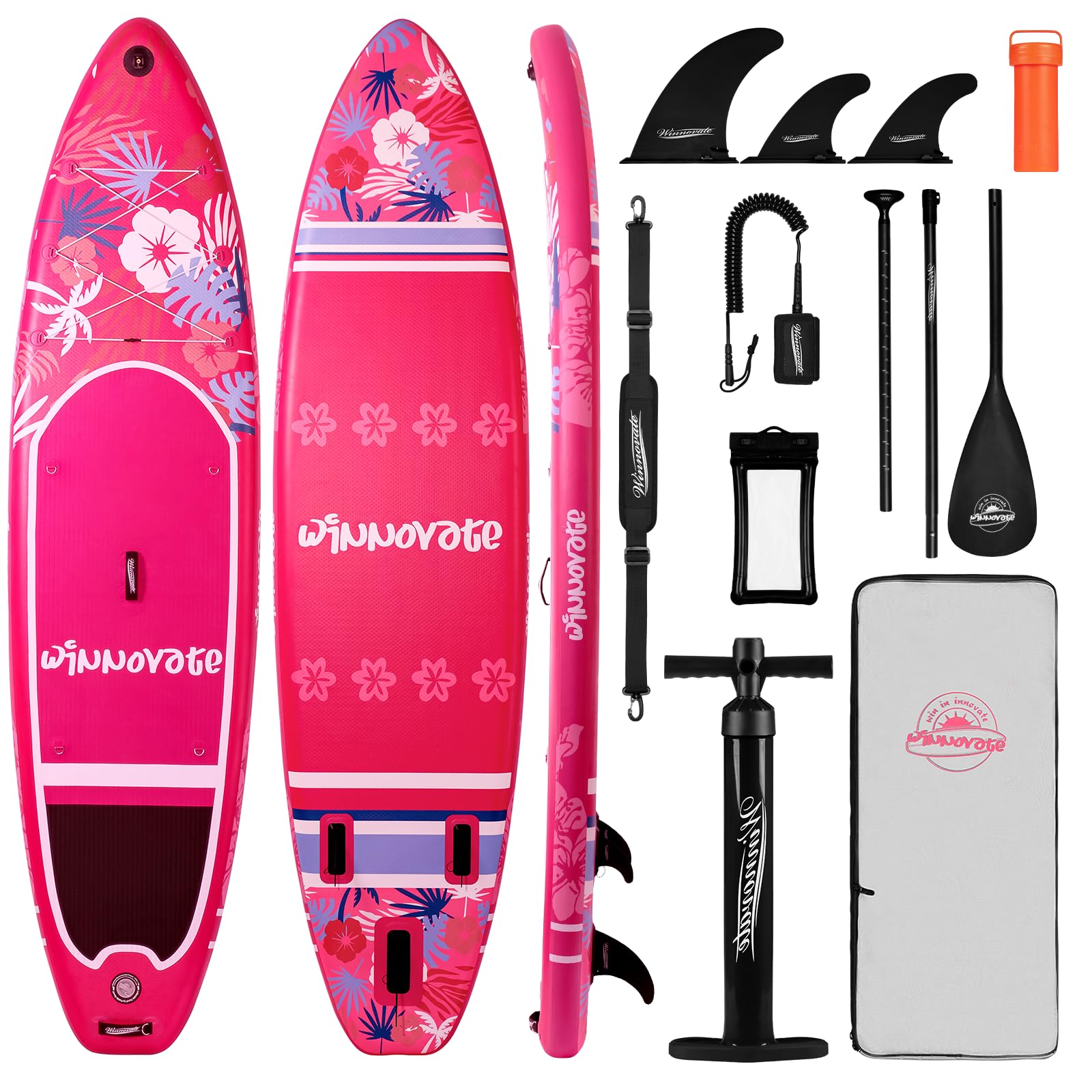 Photo 1 of WNOVA Inflatable Paddle Boards for Adults and Youth, 11'x33 Stand Up Paddle Board with SUP Accessories, Portable Inflatable Paddleboard for All Skill Levels, Blow Up Paddle Board, Pink Summer