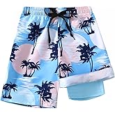 YWFSHOP Boys Swim Trunks with Compression Liner Stretch Swim Shorts Teen Boy Quick Dry Swimsuit Board Shorts 5-16 Years
