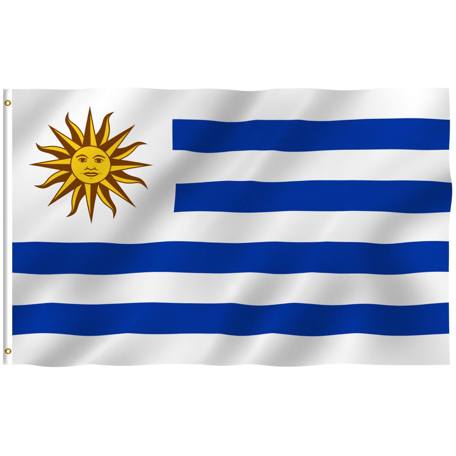 ANLEY Fly Breeze 3x5 Foot Uruguay Flag - Vivid Color and UV Fade Resistant - Canvas Header and Double Stitched - Uruguayan Flags Polyester with Brass Grommets 3 X 5 Ft