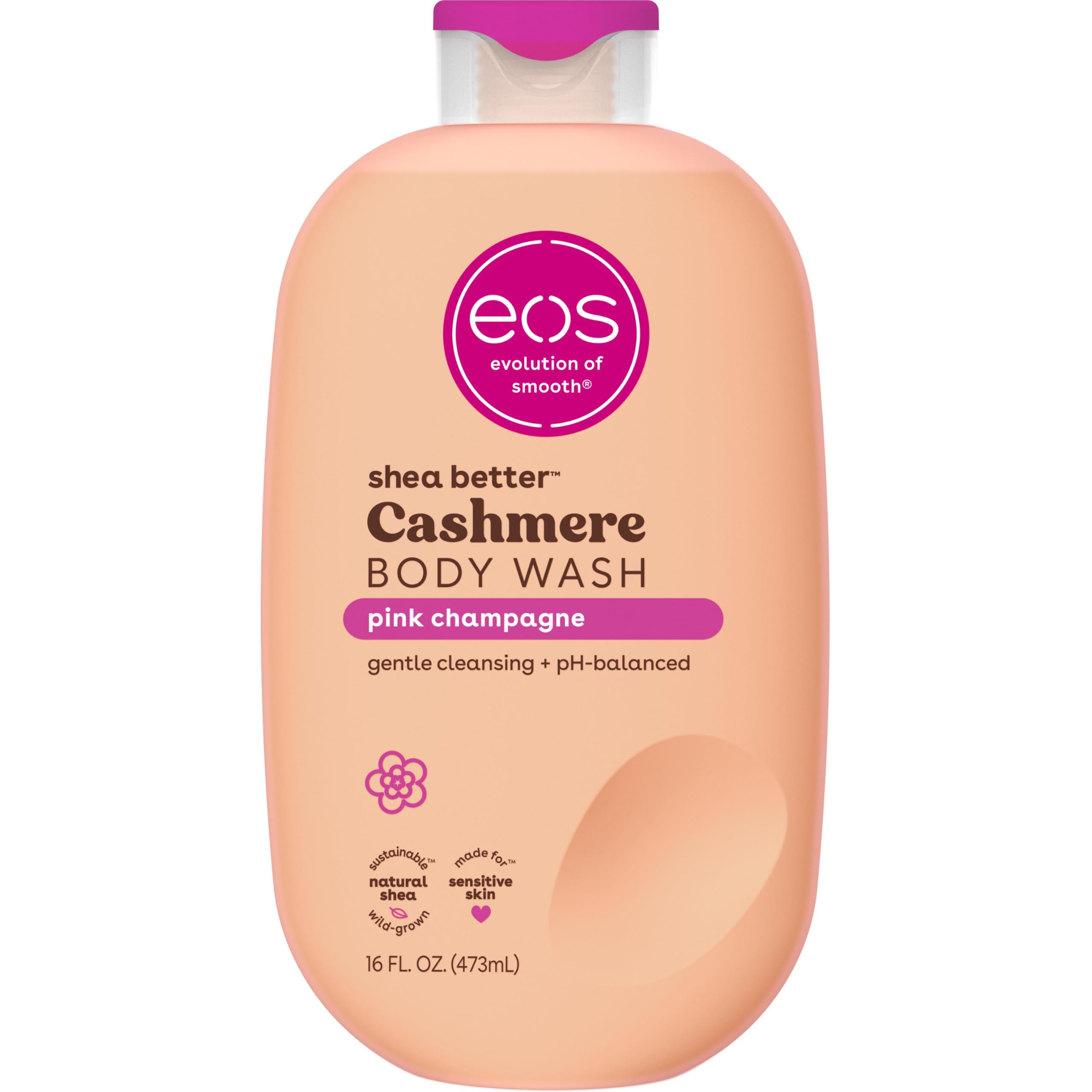 eos Cashmere Body Wash- Pink Champagne, Creamy Gel, Shea Butter, 16 fl oz