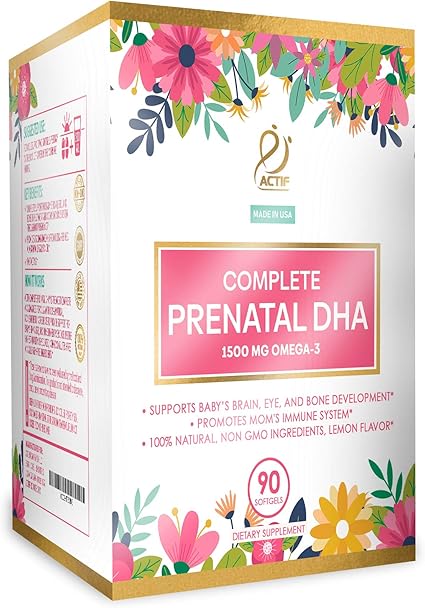 Amazon Com Actif Complete Prenatal Dha With 1500mg Omega 3 100 Natural Organic Dha Epa Omega 3 Non Gmo 90 Count Health Personal Care