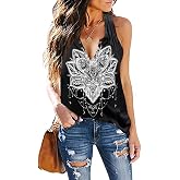 Fensajomon Skull Shirt for Women V Neck Sleeveless Summer Workout Tank Top | Halloween 4th of July Country Concert Biker Rock Western