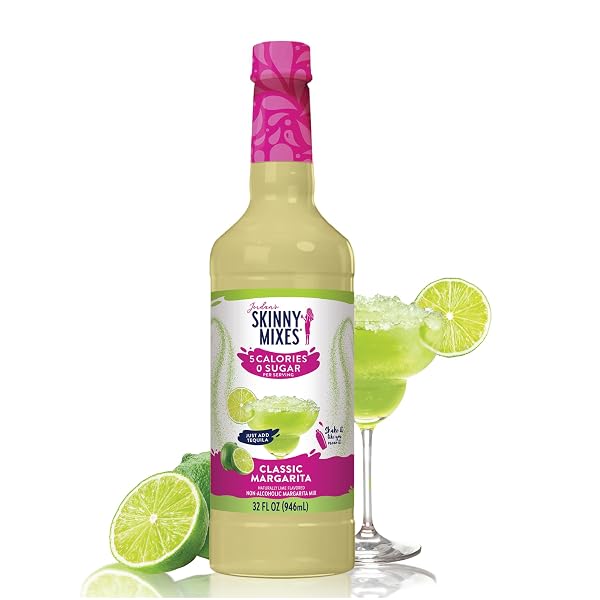 JORDAN’S SKINNY MIXES SUGAR FREE MARGARITA MIX, FLAVORED COCKTAIL MIXER FOR DRINKS, FRESH LIME DRINK FLAVORING FOR COCKTAILS & MOCKTAILS, LOW CALORIE, GLUTEN FREE, KETO FRIENDLY, 32 FL OZ, 1 PACK