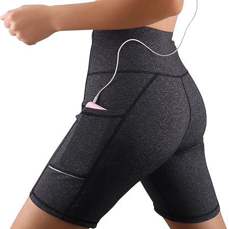 GRAT.UNIC Damen Fitness Damen Shorts, Kurze Yogahose, Schnell trocknende Trainieren Sporthose mit Taschen, Hohe Taille Sport 