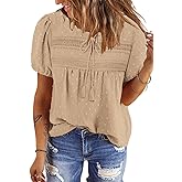 BETTE BOUTIK Women Boho Tops Short Sleeve Summer Flowy Shirts Dressy Casual Loose Trendy Blouses