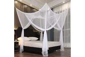 Mengersi Bed Canopy for Full Queen King Size Bed,Canopy Bed Curtains Elegant Mosquito Net,Mosquito Netting for Camping Patio Indoor Outdoor Bug Net,White