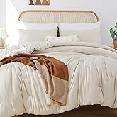 ROSGONIA Beige Comforter Set Queen, 3pcs (1 Boho Beige Comforter & 2 Pillowcases), All Season Bedding Lightweight Soft Bedspread Blanket Quilt