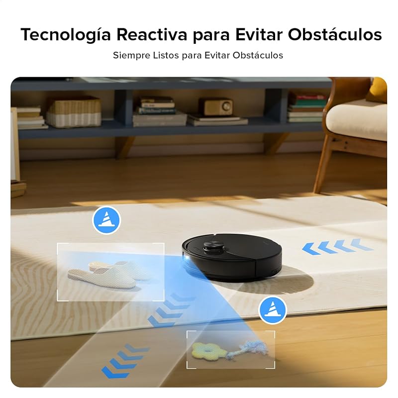 Q10 S5 Set Aspirador Robótico e Sucção HyperForce 10000 Pa, Aspirador Robô com Sistema Duplo Anti-Emaranhado, Navegação LiDAR PreciSense, Evitação de Obstáculos Tecnológicos Reativos, Preto