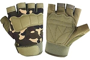 GREUS Kids Tactical Half Finger Riding Bike Gloves Anti-Slip Military Outdoor Training Cycling Camo Sports Gloves for Boys 8-10