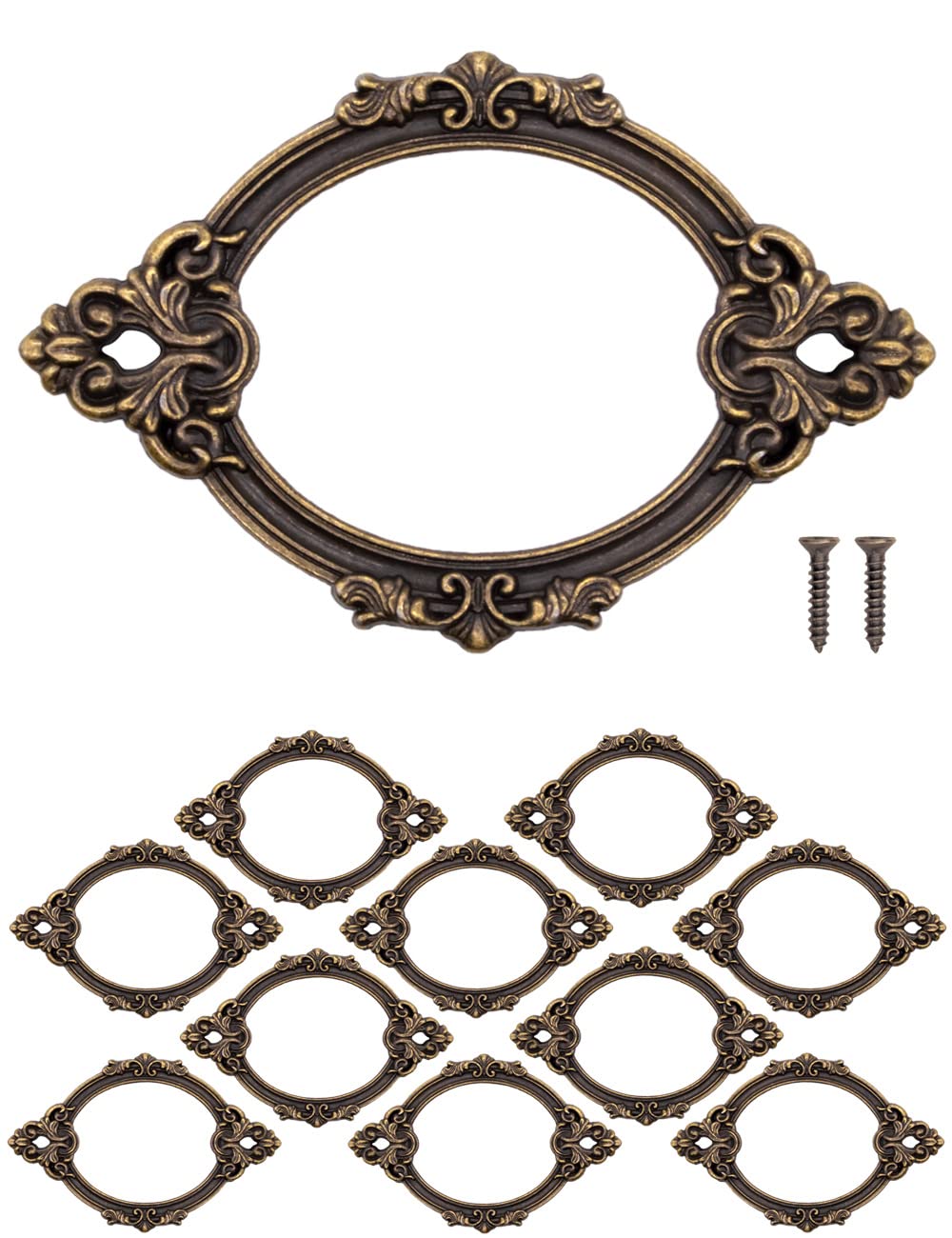 FUXXER 10x Window Frame Labels Brass Antique Baroque Design 67 x 44 mm Bronze