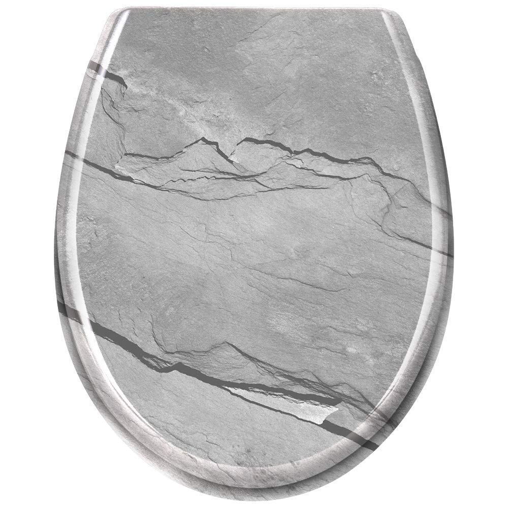 Aufun Toilet lid Soft-Close Toilet seat Toilet seat Made of Hard Plastic Antibacterial Toilet seat Made of duroplast Universal Size, 25 Images to Choose from-Stone Pattern