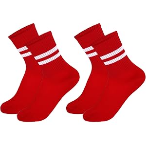 2 Pairs Striped Crew Socks for Women Vintage Style Breathable Ankle Socks for Women Fits US Women's Shoe Size 9-11