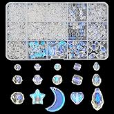 INSPIRELLE 1000 Pieces Crystal Glass Beads AB Finish Assorted Sizes and Shapes Bulk Faceted Beads for Jewelry Bracelet Making