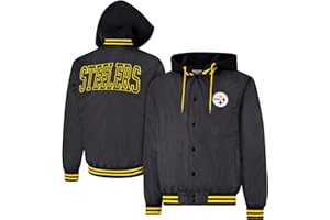 Ultra Game Mens NFL Official Bomber Satin Jacket Hoodie