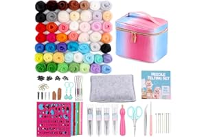 ZXIIXZ 50 Colors Needle Felting Kit, 185 Pcs Needle Felting Tools and Supplies with Wool Roving, Needle Felting Starter Kit for Beginners with Felting Needles, Felting Mad for Diy Hand Craft Home Decoration