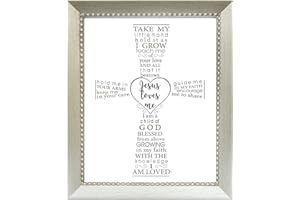 THE GRANDPARENT GIFT CO. Jesus Loves Me Frame for Baby's Baptism, Dedication or Christening - Made in USA Frame - Gift for Granddaughter/Grandson/Godson/Goddaughter on Christening, Baptism, Dedication