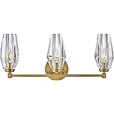 Hinkley 52483HB Ana Three Light Bath Vanity Fixture, Modern Glam Style, Faceted Heavy-Cut Diamond-Shaped Crystal Shade, in He