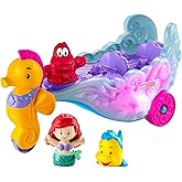 Fisher-Price Little People Toddler Toy Disney Princess Ariel's Light-Up Sea Carriage Musical Vehicle for Pretend Play Ages 18+ Months