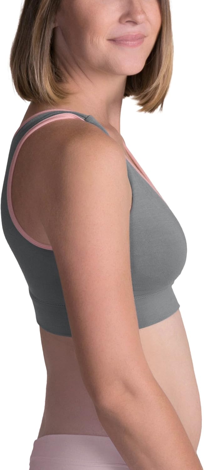 Kindred Bravely French Terry Scoopback Nursing Sleep Bra for Maternity/Breastfeeding (X-Small, Grey with Rose Trim) at  Women’s Clothing store