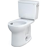 TOTO Drake Two-Piece Round 1.28 GPF Universal Height TORNADO FLUSH Toilet with CEFIONTECT, Cotton White - CST775CEFRG#01