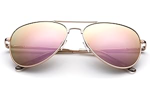 Polarized Kids Teens Juniors Aviator Polarized Sunglasses Stainless Steel Frame Spring Hinge UV Protection