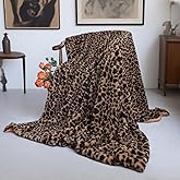 Velboa Super Soft Leopard Blanket Double Layer Bedding Thick Sofa Cover Furry Fuzzy Fax Fur Throw Blanket (Brown,51 x 63 Inch)