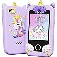 KOKODI Kids Smart Phone Toys, Birthday Gifts Unicorn Toddler Play Phone for Girls 3-10, Touchscreen HD Dual Camera Cell Phone for Kids, Travel Toy Preschool Learning Toy for Kids (Purple)